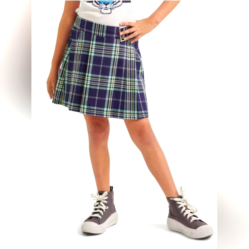 Justice Girls Faux Wrap Plaid Skirt